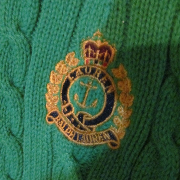 Polo Ralph Lauren Zip Up Sweater Cable Knit Green - Picture 2 of 8
